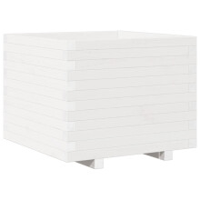 vidaXL Garden Planter Outdoor Flower Pot Planter Pot White Solid Wood Pine