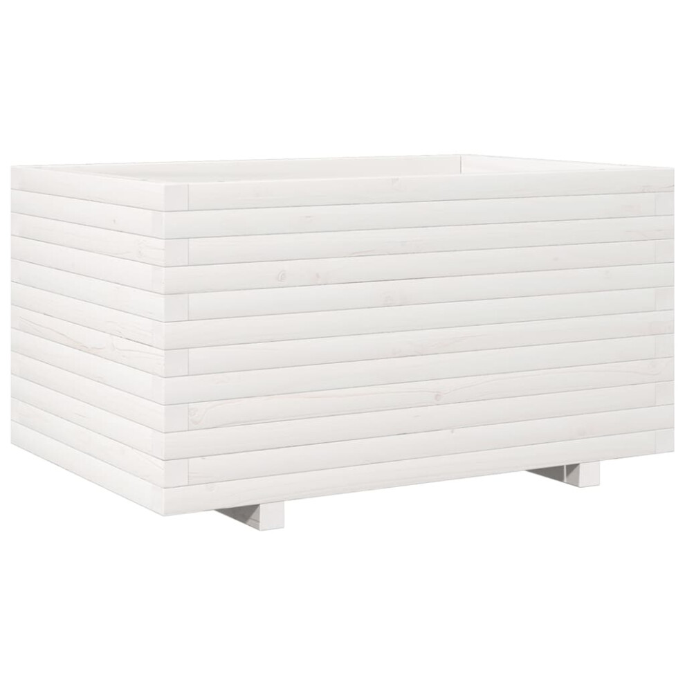 Vidaxl Garden Planter Outdoor Flower Pot Planter Pot White Solid Wood Pine