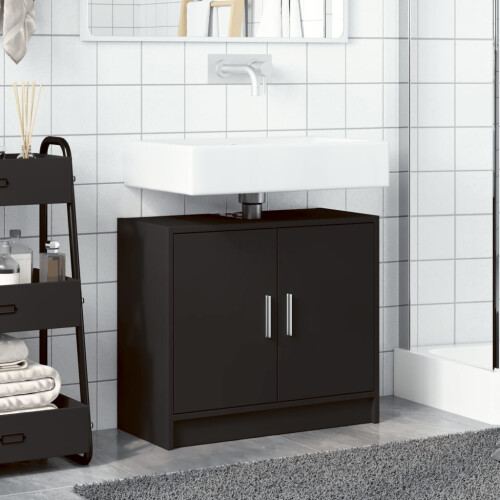 VidaXL vidaXL Sink Cabinet Vanity Unit Storage Unit Cupboard Black Engineered Wood 2