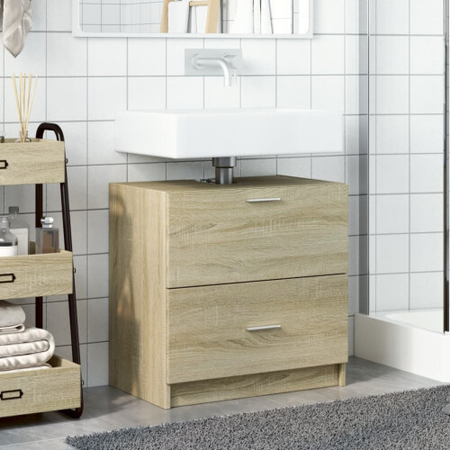 VidaXL vidaXL Sink Cabinet Vanity Unit Storage Cupboard Sonoma Oak Engineered Wood 2