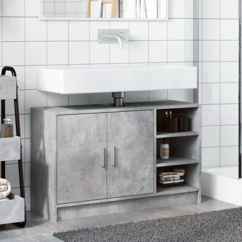 VidaXL vidaXL Sink Cabinet Vanity Unit Storage Cupboard Concrete Grey Engineered Wood 2