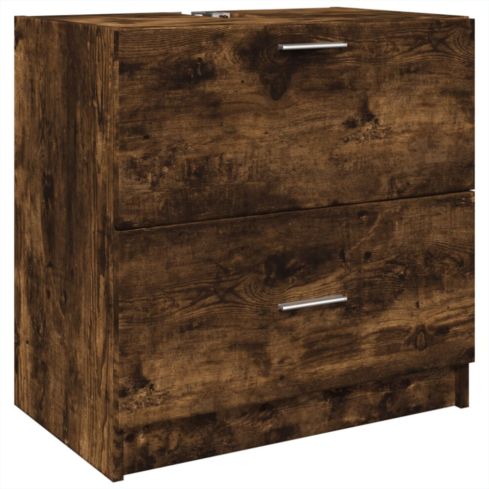 Vidaxl Sink Cabinet Vanity Unit Storage Cupboard Smoked Oak Engineered Wood