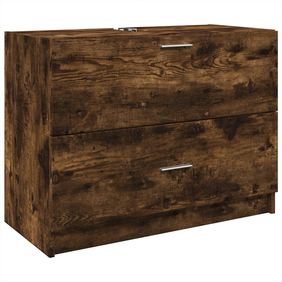 New Vidaxl Sink Cabinet Vanity Unit Storage Cupboard Smoked Oak Engineered Wood