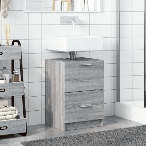 VidaXL vidaXL Sink Cabinet Vanity Unit Storage Cupboard Grey Sonoma Engineered Wood 2