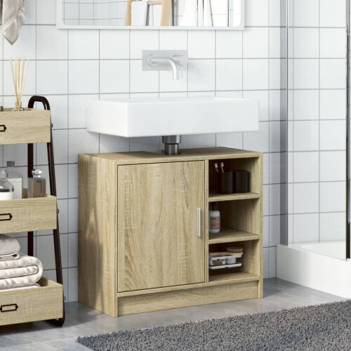 VidaXL vidaXL Sink Cabinet Vanity Unit Storage Cupboard Sonoma Oak Engineered Wood 2