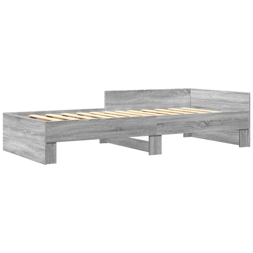 vidaXL Bed Frame Home Bed Base Bedstead Grey Sonoma 100x200 cm Engineered Wood