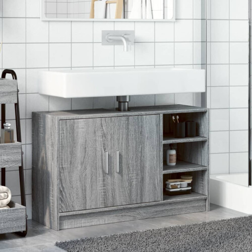 VidaXL vidaXL Sink Cabinet Vanity Unit Storage Cupboard Grey Sonoma Engineered Wood 2