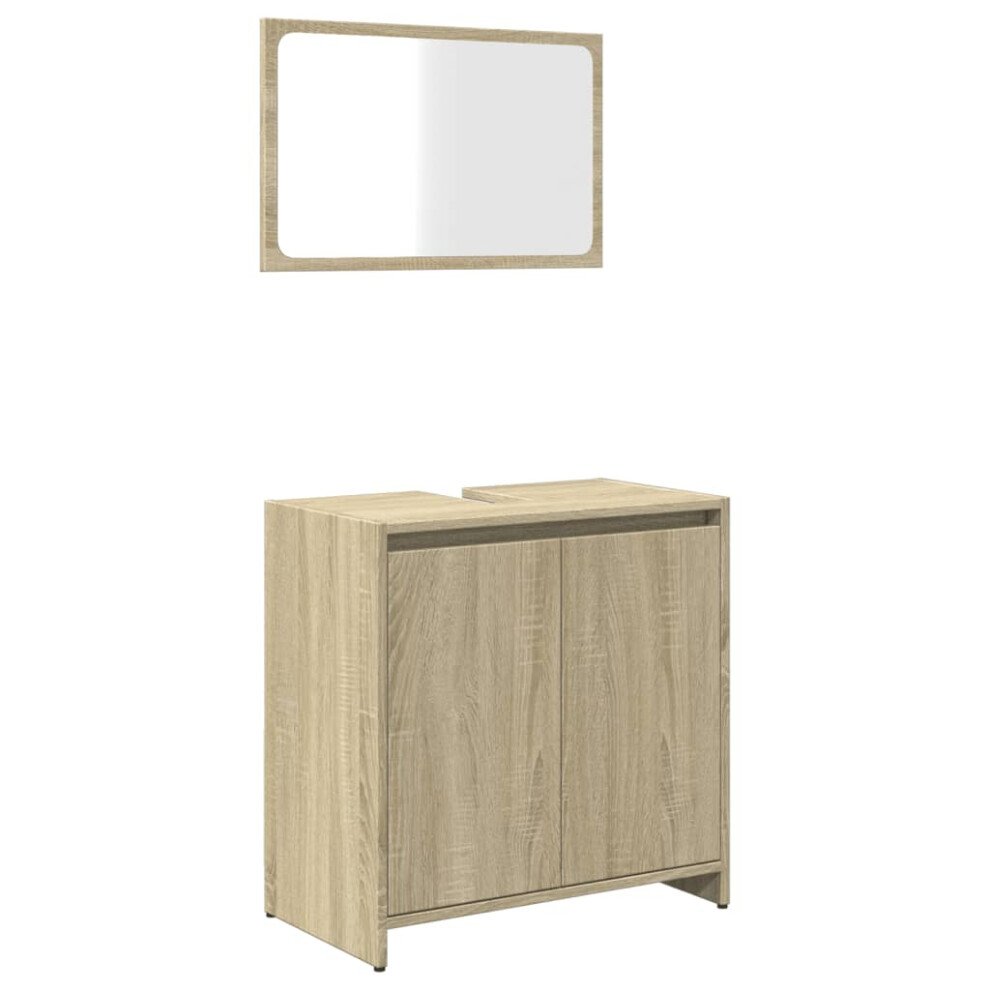 vidaXL Bathroom Furniture Set Sink Cabinet Mirror Sonoma Oak Engineered Wood