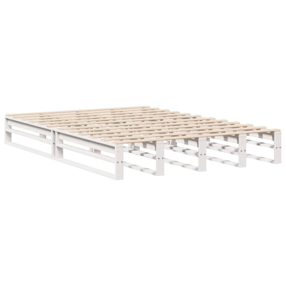 vidaXL Bed Frame Bedstead Bed Base White 135x190 cm Double Solid Wood Pine