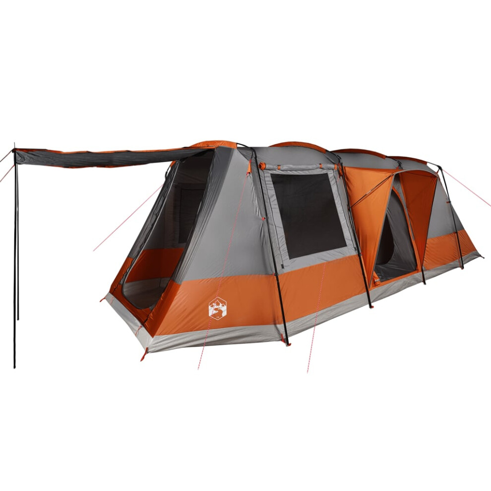 vidaXL Camping Tent Tunnel 4-Person Lightweight Tent Grey & Orange Waterproof