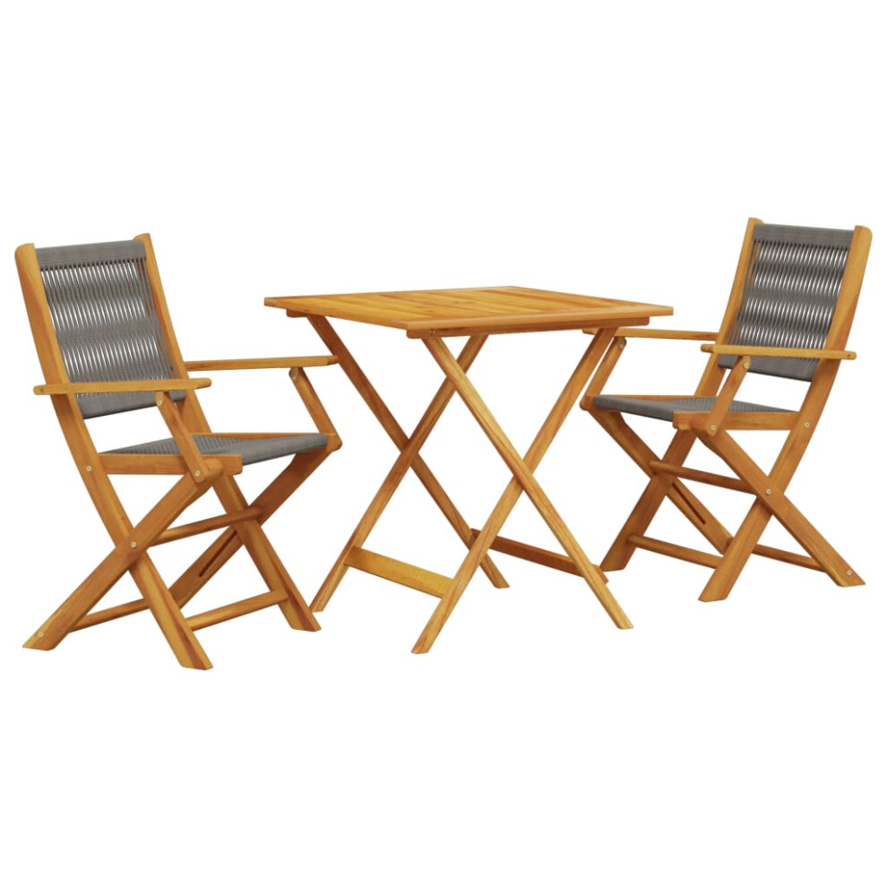 New Vidaxl Bistro Set 3 Piece Outdoor Bar Set Polypropylene And Solid Wood Grey