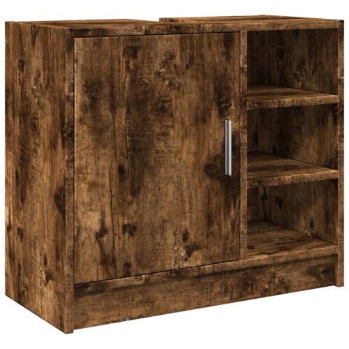 VidaXL vidaXL Sink Cabinet Vanity Unit Storage Cupboard Smoked Oak Engineered Wood