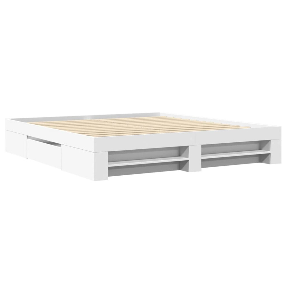 vidaXL Bed Frame Bed Base Mattress Foundation White 200x200 cm Engineered Wood