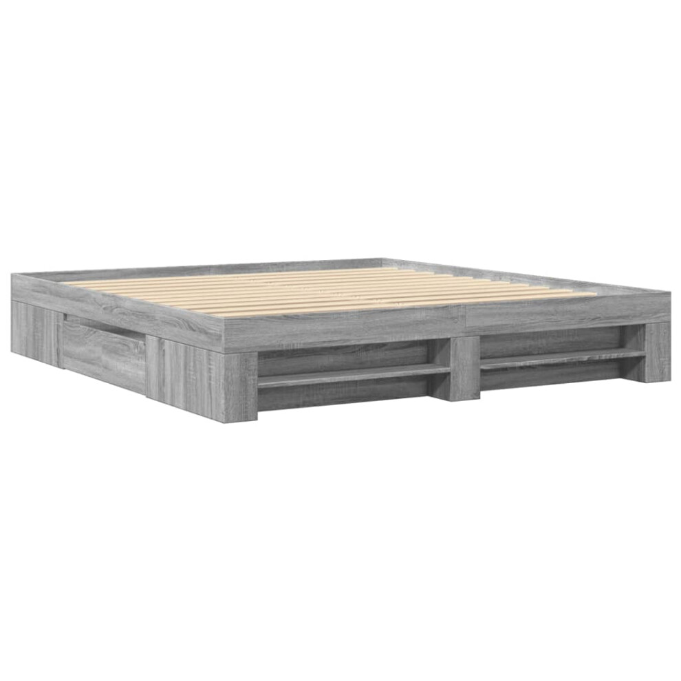 Vidaxl Bed Frame Bed Base Grey Sonoma 180X200 Cm King Size Engineered Wood