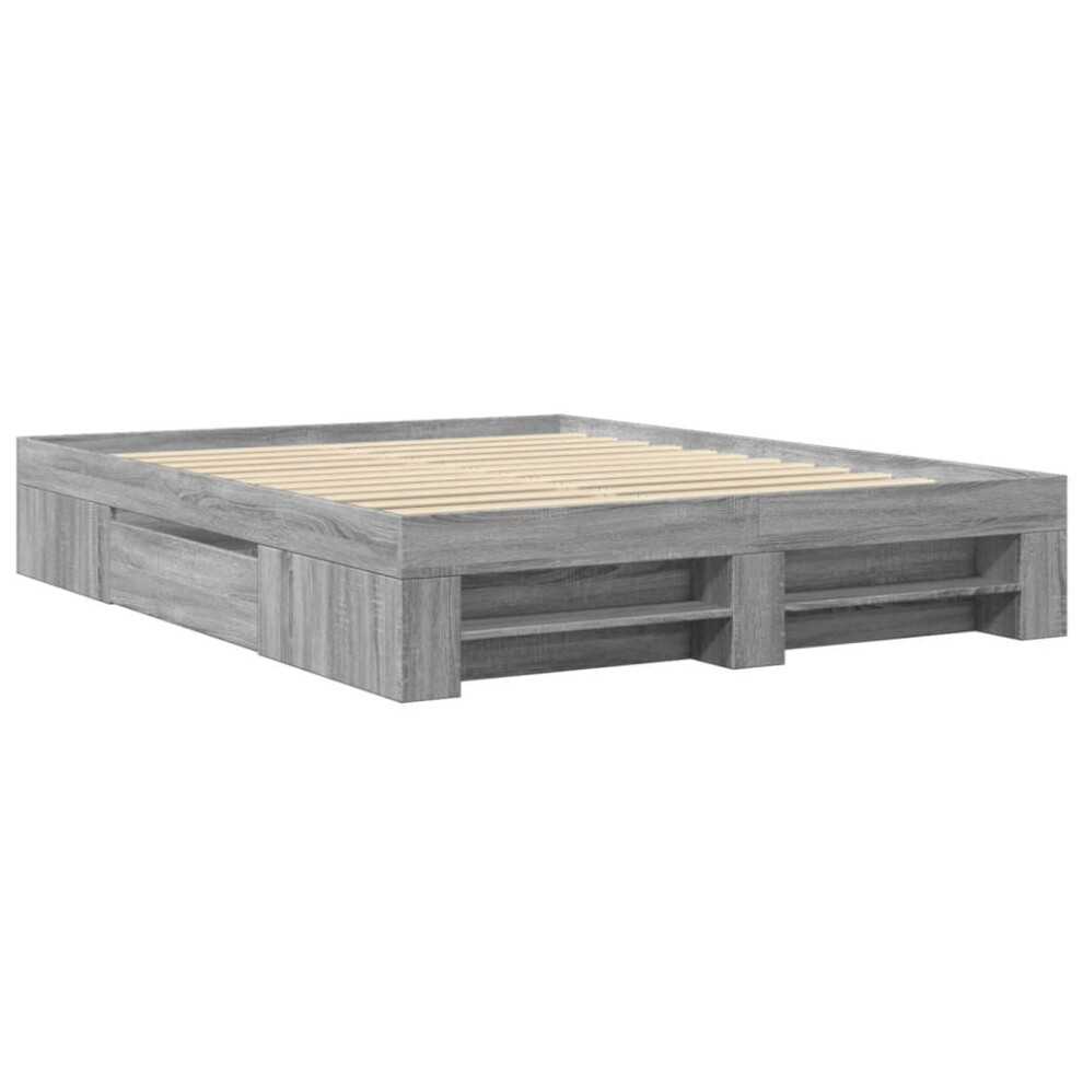 Vidaxl Bed Frame Bed Base Bedstead Grey Sonoma 160X200 Cm Engineered Wood