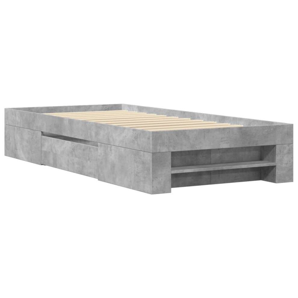 vidaXL Bed Frame Bed Base Bedstead Concrete Grey 100x200 cm Engineered Wood