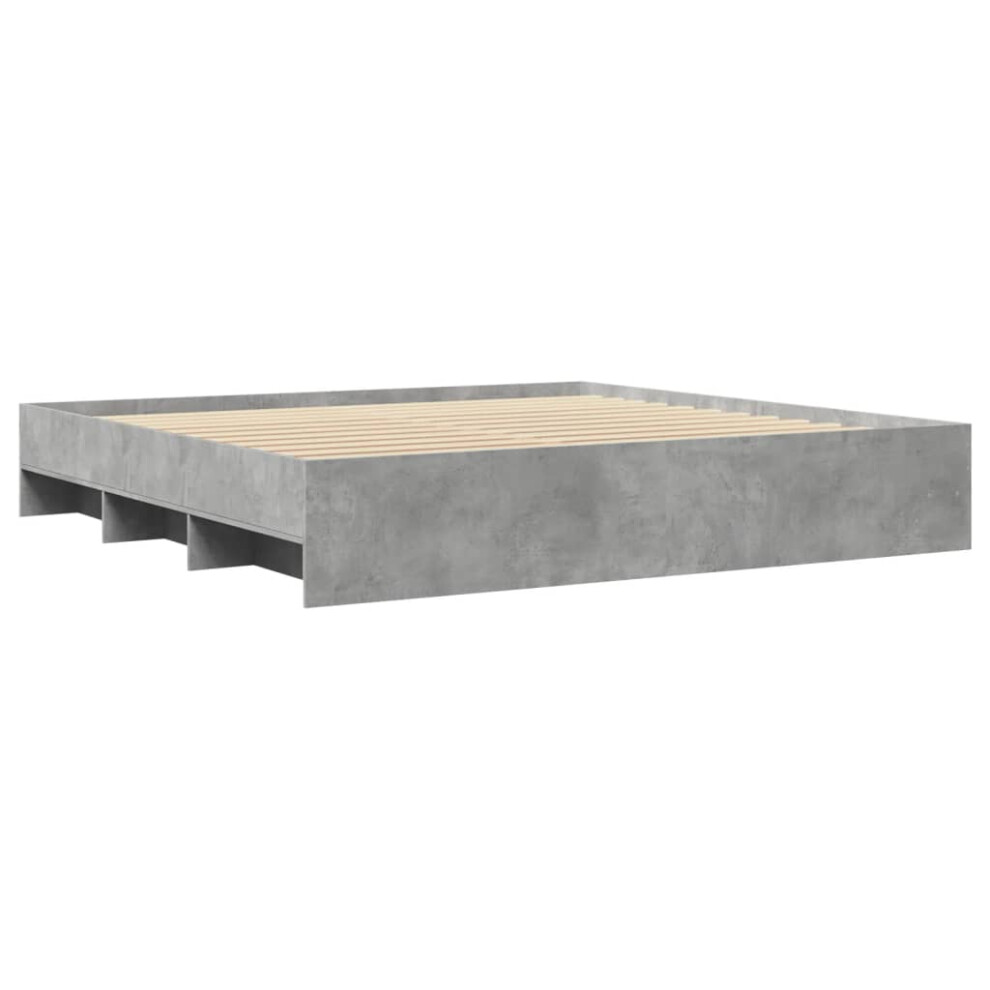 Vidaxl Bed Frame Bed Base Bedstead Concrete Grey 200X200 Cm Engineered Wood