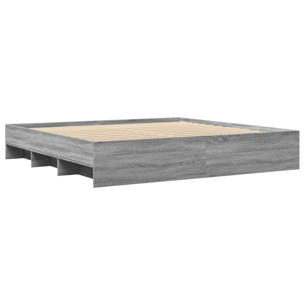 vidaXL Bed Frame Bed Base Grey Sonoma 180x200 cm King Size Engineered Wood