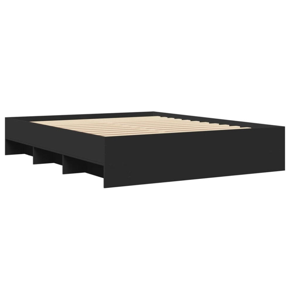 vidaXL Bed Frame Bed Base Mattress Foundation Black 160x200 cm Engineered Wood