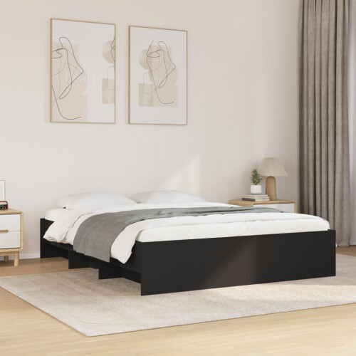 VidaXL vidaXL Bed Frame Bed Base Mattress Foundation Black 160x200 cm Engineered Wood 2