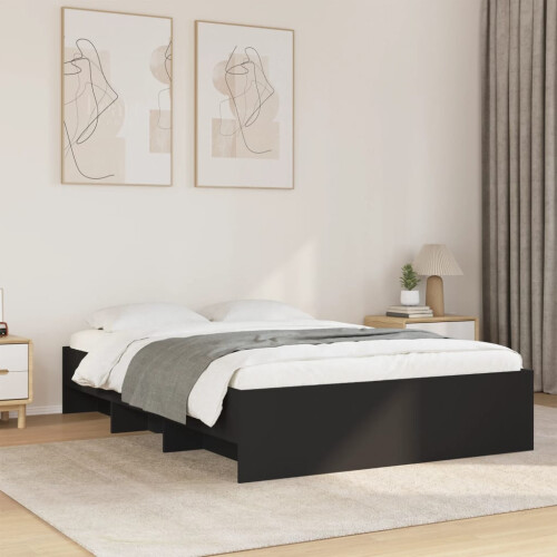 VidaXL vidaXL Bed Frame Home Bed Base Black 120x190 cm Small Double Engineered Wood 2