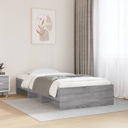 VidaXL vidaXL Bed Frame Home Bed Base Grey Sonoma 90x190 cm Single Engineered Wood 2