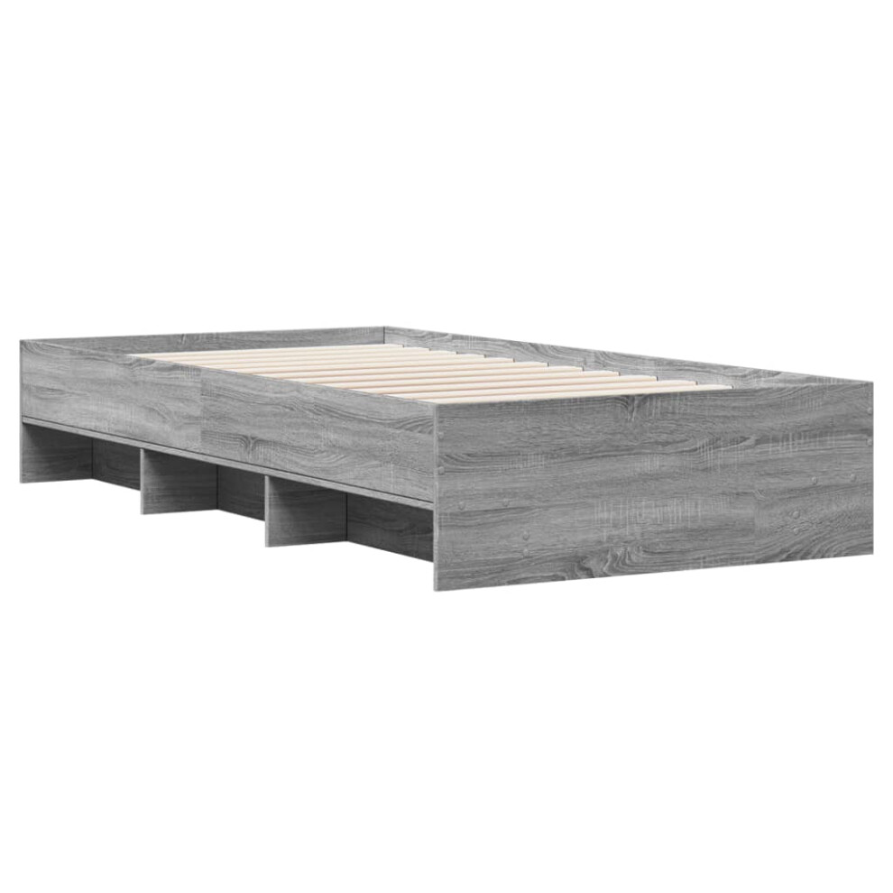 vidaXL Bed Frame Home Bed Base Grey Sonoma 90x190 cm Single Engineered Wood