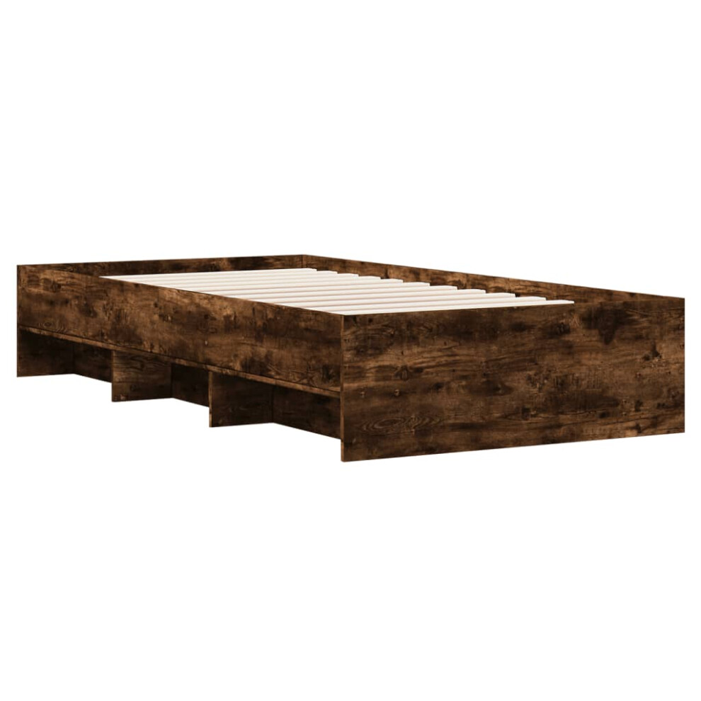 vidaXL Bed Frame Bed Base Smoked Oak 75x190 cm Small Single Engineered Wood