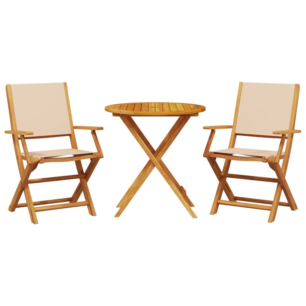 vidaXL Bistro Set 3 Piece Bar Set Balcony set Beige Fabric and Solid Wood