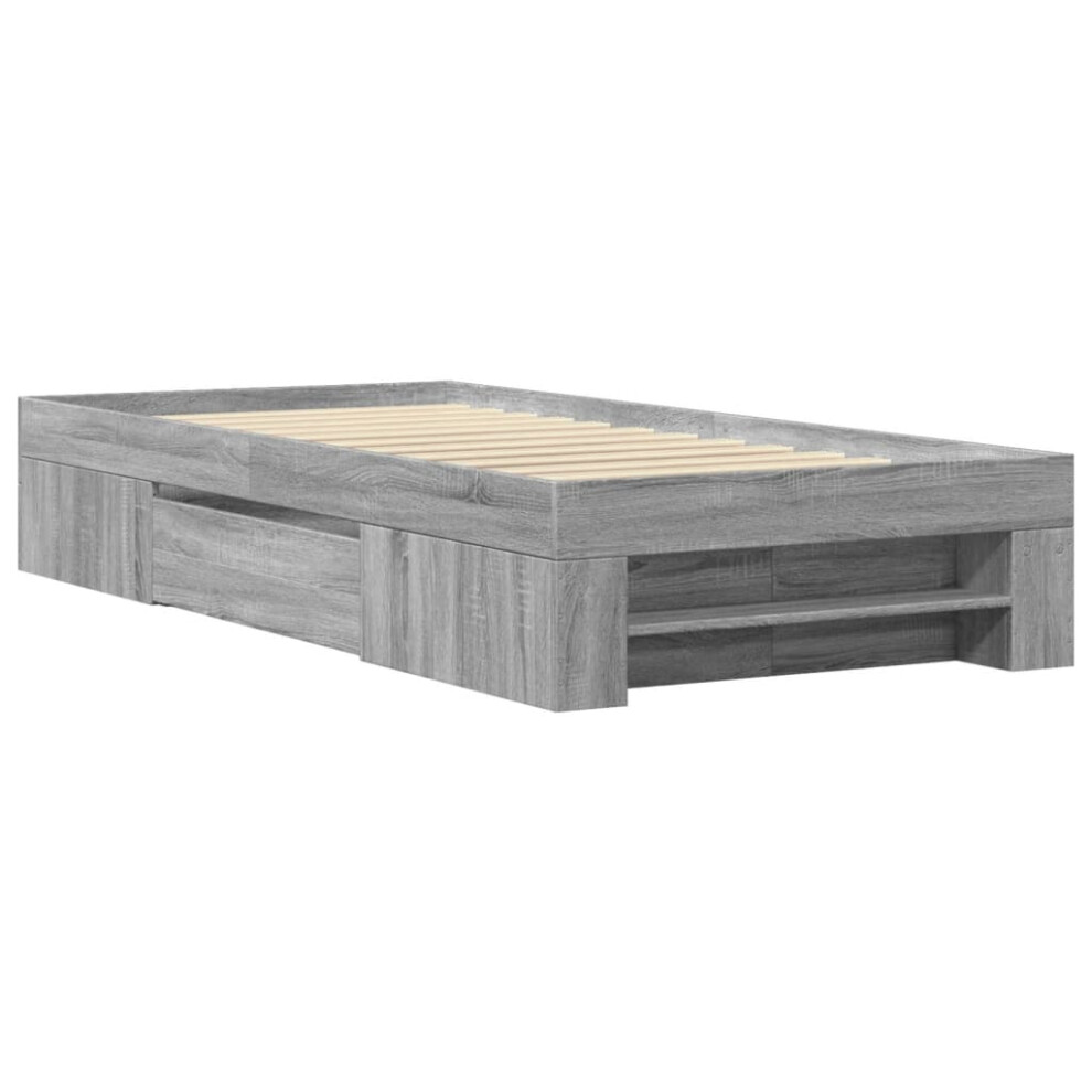 vidaXL Bed Frame Home Bed Base Grey Sonoma 90x190 cm Single Engineered Wood