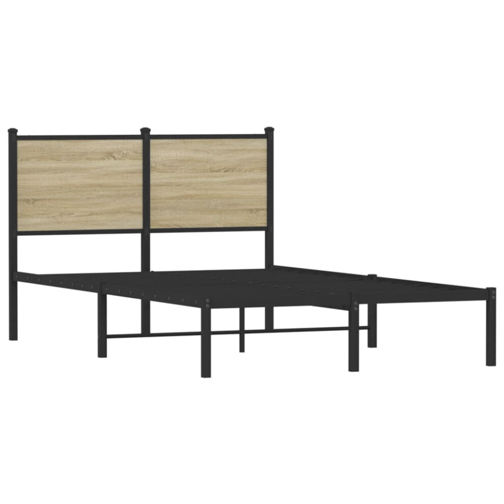 vidaXL Metal Bed Frame with Headboard Bed Base Bedstead Sonoma Oak 120x200 cm