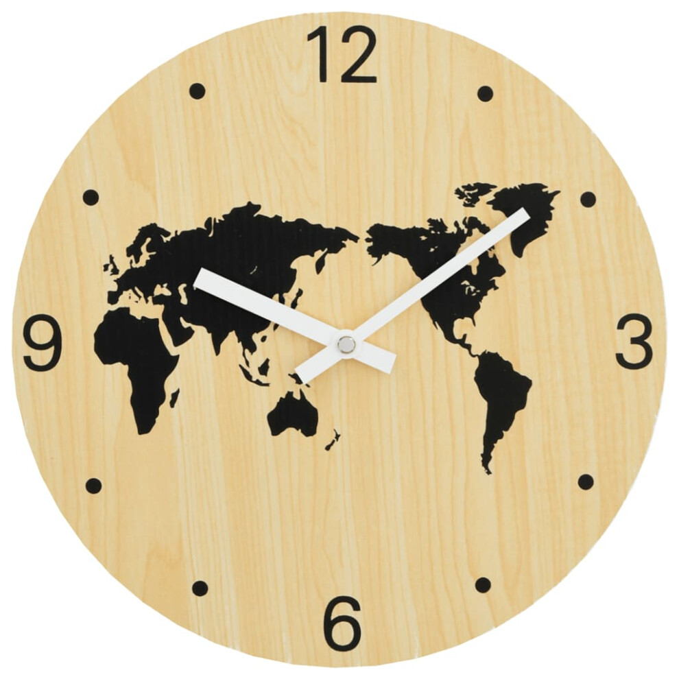 Vidaxl Wall Clock Quartz Round Wall Clock Yellow And Black Engineered Wood