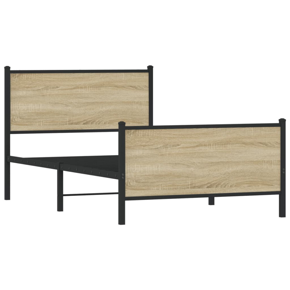 Vidaxl Metal Bed Frame With Headboard And Footboard Sonoma Oak 100X190 Cm