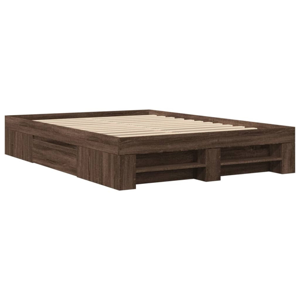 vidaXL Bed Frame Bed Base Brown Oak 120x190 cm Small Double Engineered Wood