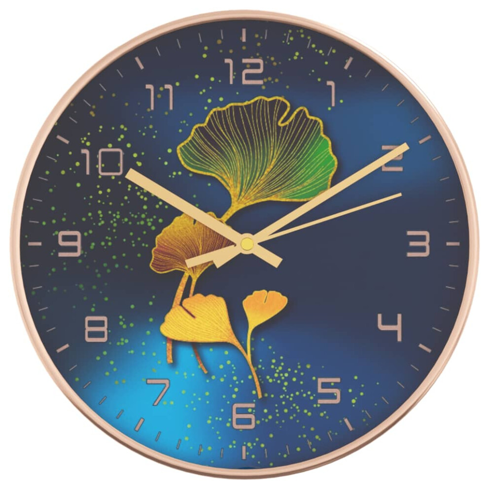 vidaXL Wall Clock Quartz Round Wall Clock Gold and Blue Polystyrene and Glass