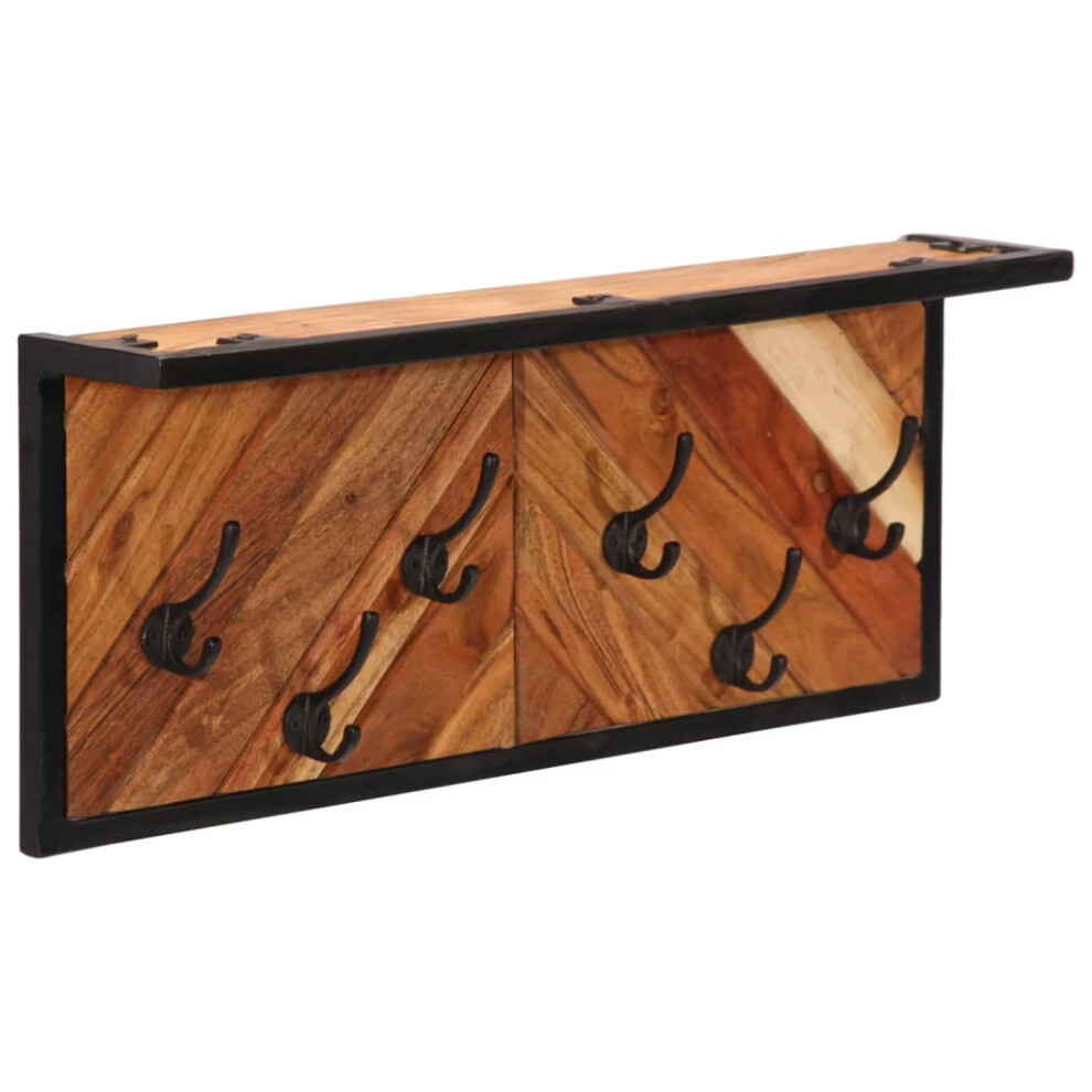 vidaXL Wall-mounted Coat Rack with 6 Hooks Wall Coat Hook Solid Wood Acacia