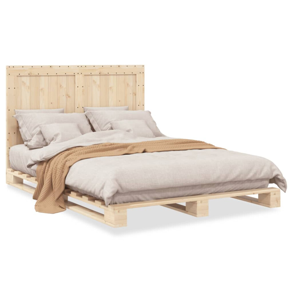 vidaXL Bed Frame with Headboard Bed Base Bedstead 140x200 cm Solid Wood Pine