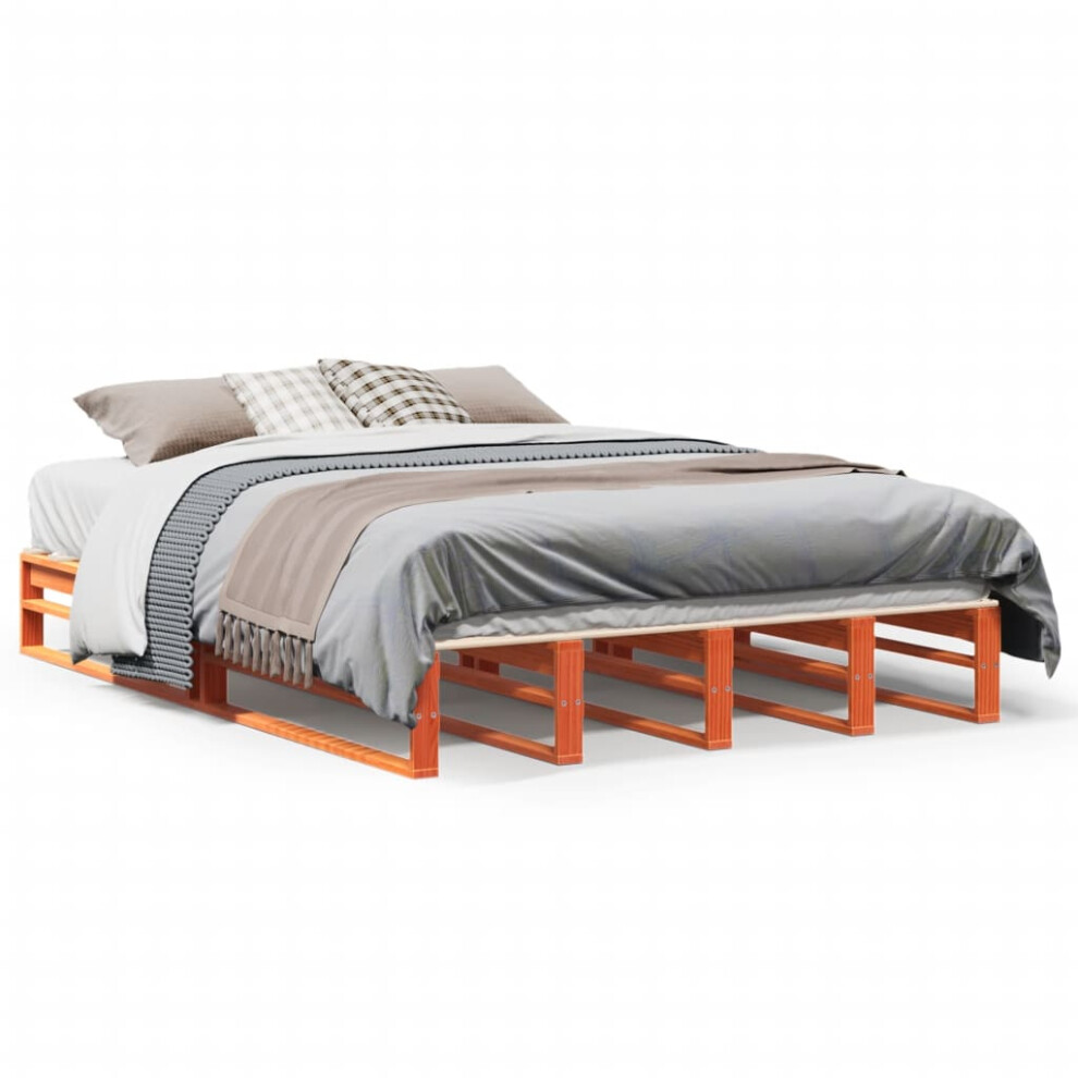 Vidaxl Bed Frame Bed Base Wax Brown 120X190 Cm Small Double Solid Wood Pine