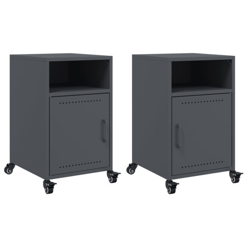 VidaXL vidaXL Bedside Cabinets Nightstand Bed Table Side Table 2 pcs Anthracite Steel