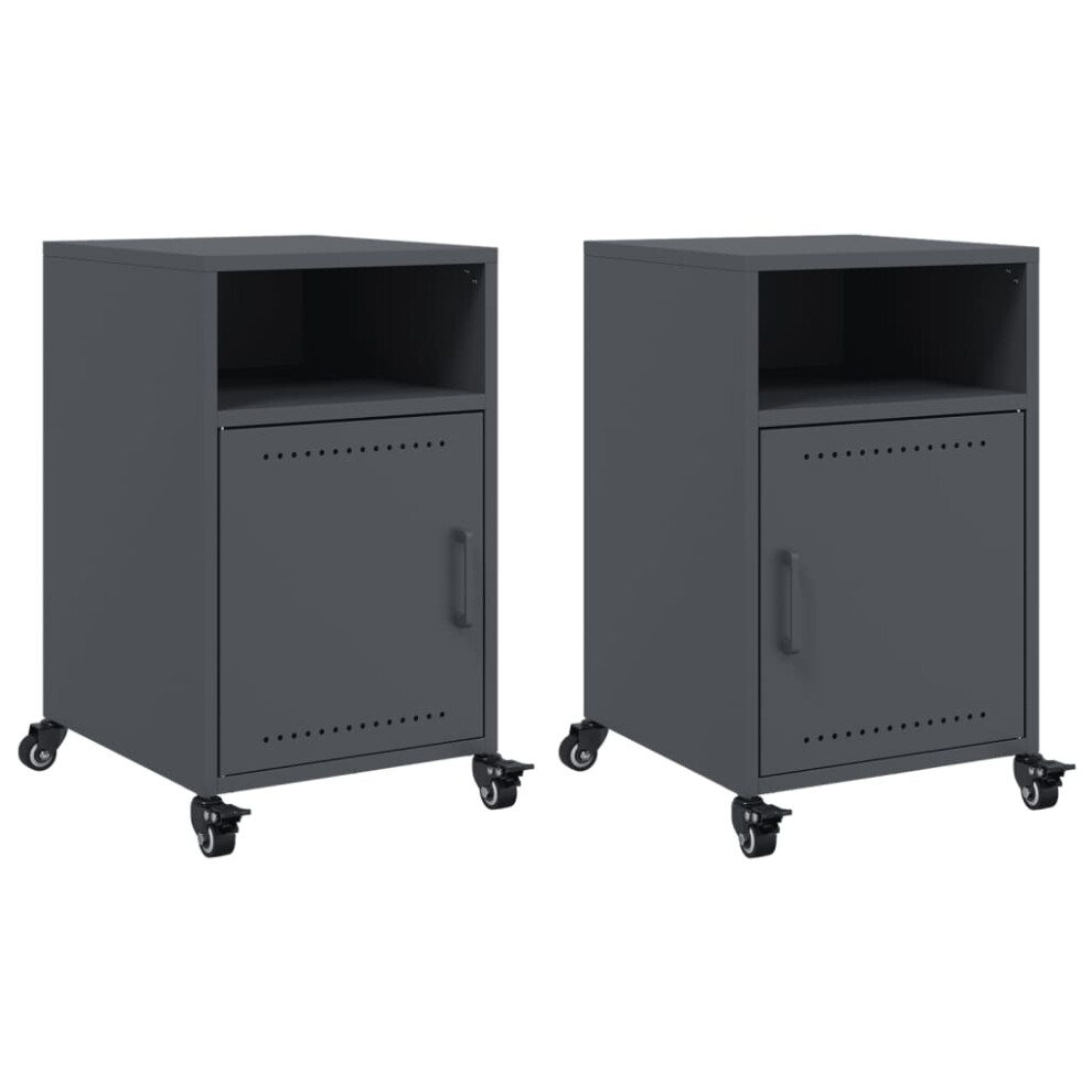 vidaXL Bedside Cabinets Nightstand Bed Table Side Table 2 pcs Anthracite Steel