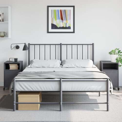 VidaXL vidaXL Bedside Cabinets Nightstand Bed Table Side Table 2 pcs Anthracite Steel 2