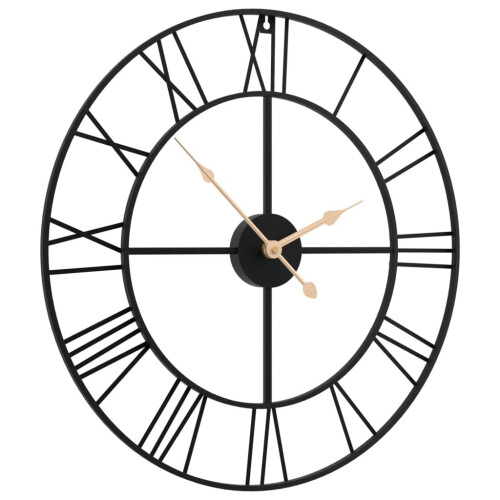 VidaXL vidaXL Wall Clock Battery-Operated Modern Quartz Round Wall Clock Black Iron 2