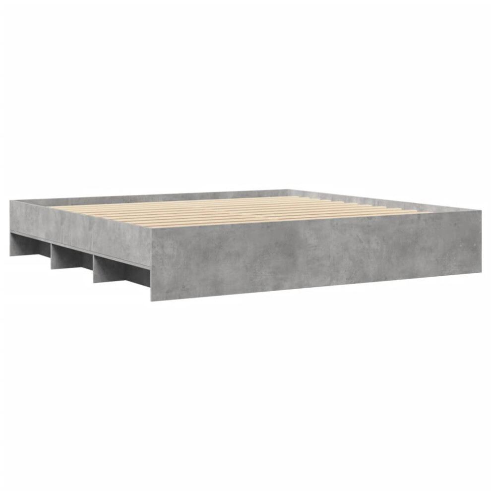 vidaXL Bed Frame Bed Base Concrete Grey 180x200 Cm King Size Engineered Wood