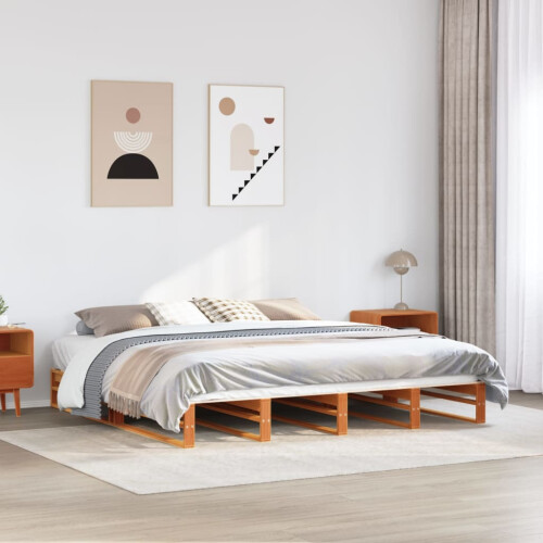 VidaXL vidaXL Bed Frame Bed Base Wax Brown 180x200 cm Super King Solid Wood Pine 2
