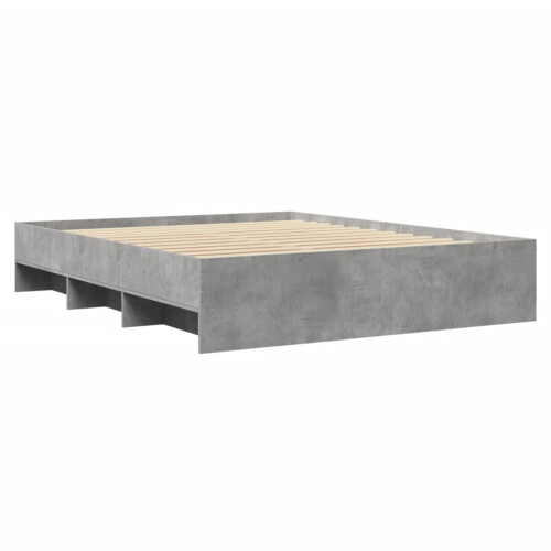 VidaXL vidaXL Bed Frame Bed Base Concrete Grey 150x200 cm King Size Engineered Wood