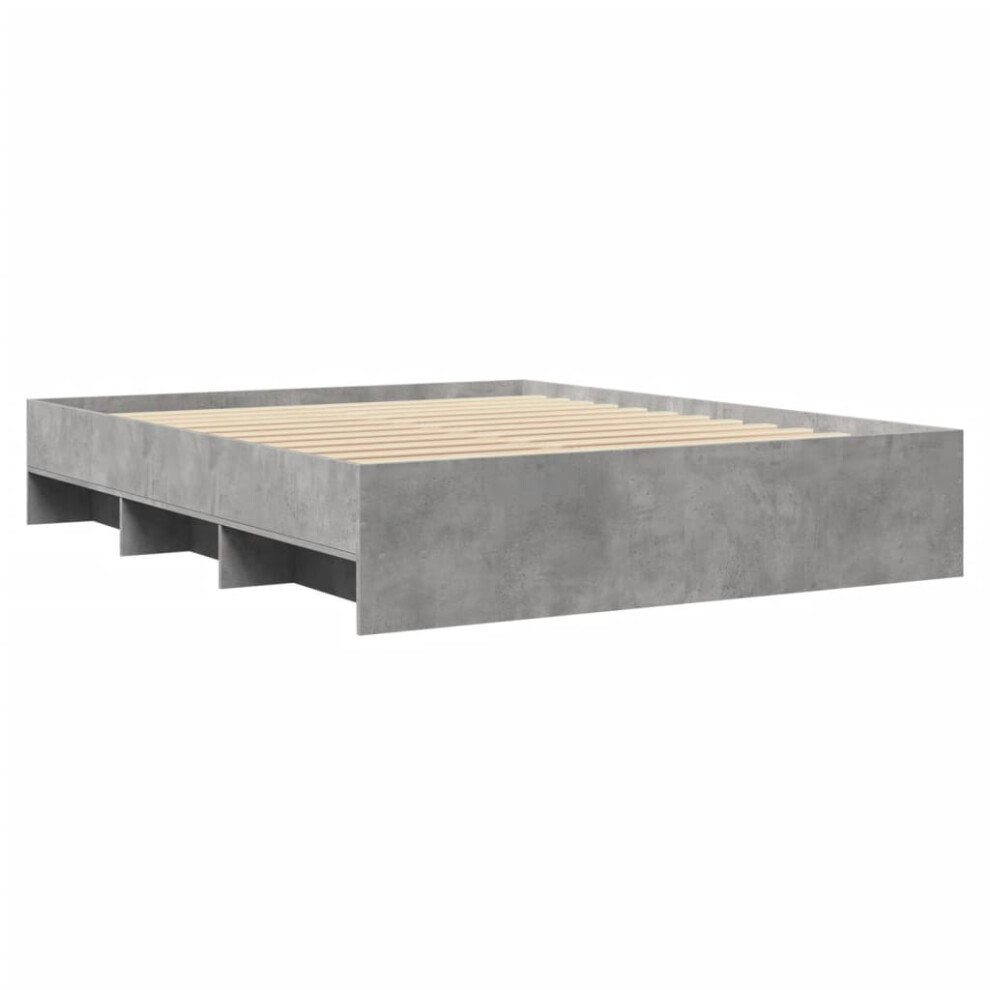 vidaXL Bed Frame Bed Base Concrete Grey 150x200 cm King Size Engineered Wood