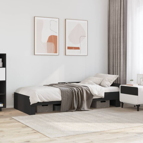 VidaXL vidaXL Bed Frame Home Bed Base Black 75x190 cm Small Single Engineered Wood 2