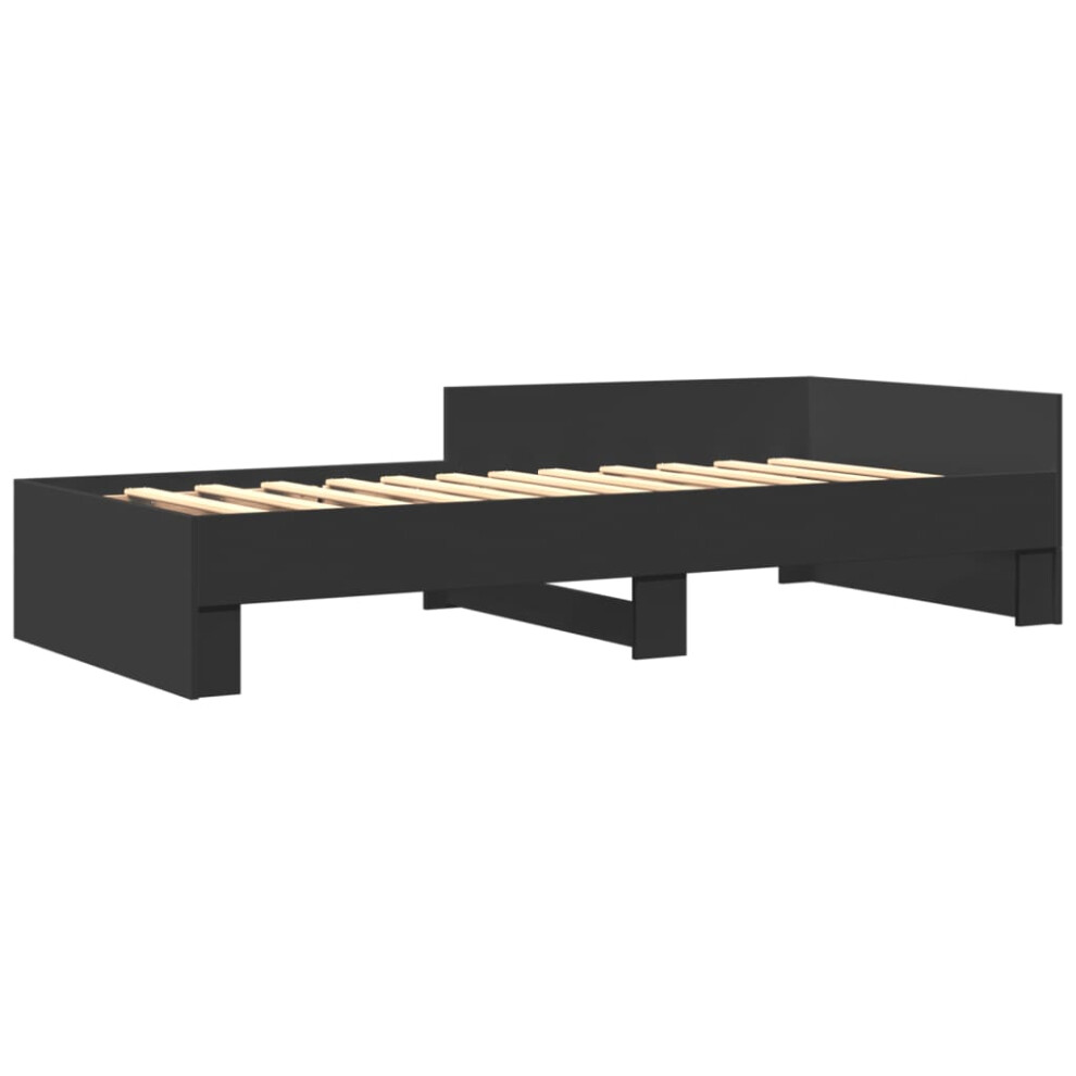 vidaXL Bed Frame Home Bed Base Black 75x190 cm Small Single Engineered Wood