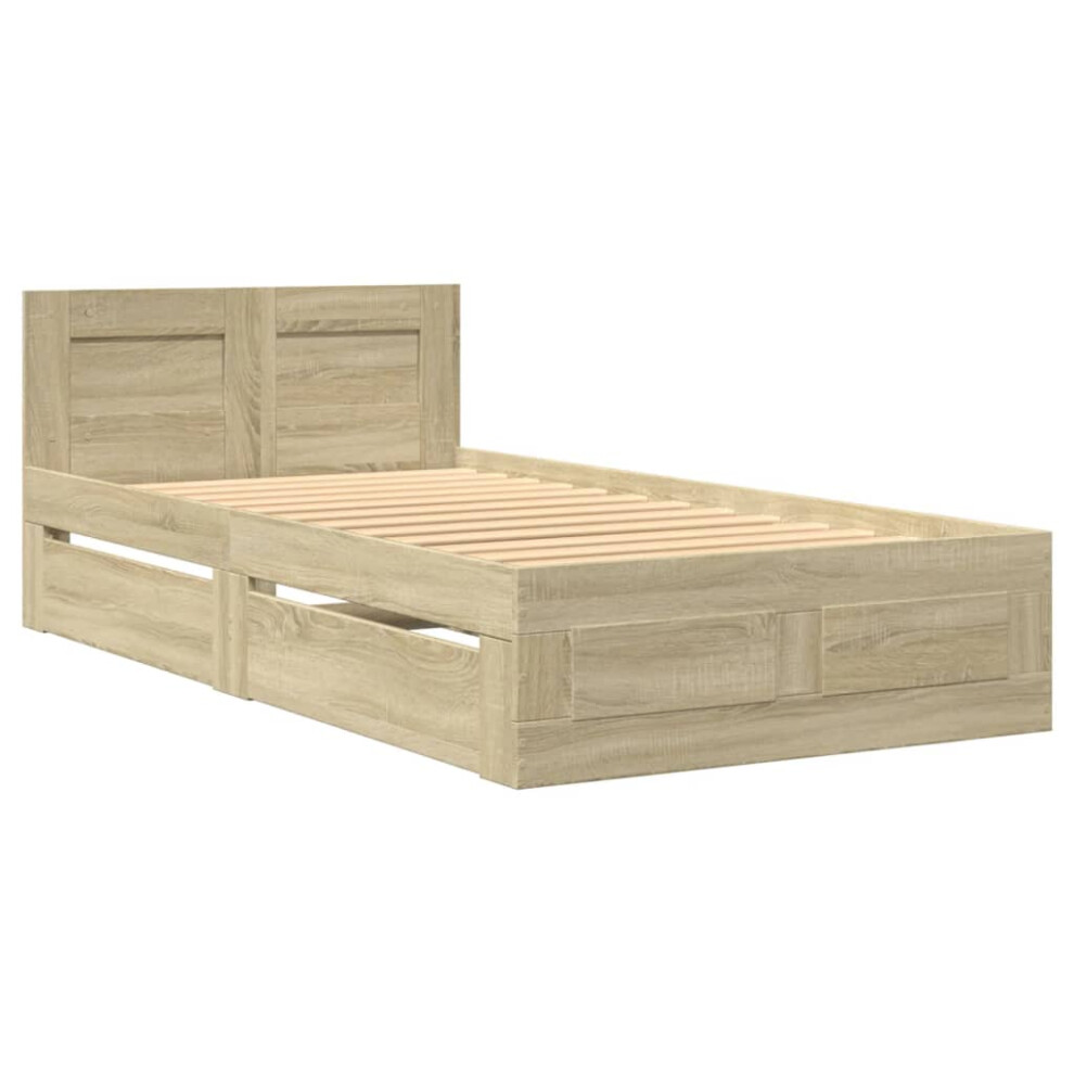 vidaXL Bed Frame with Headboard Bed Sonoma Oak 100x200 cm Engineered Wood