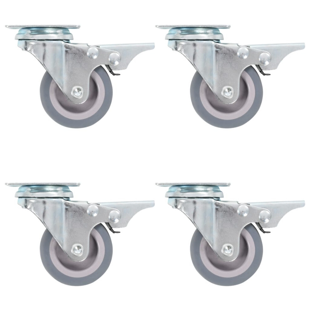 Vidaxl 4X Swivel Casters With Double Brakes 50Mm Drawer Box Bed Trolley Wheel